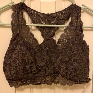 Aero Gray Lace Bralette with Removable Cups Large
